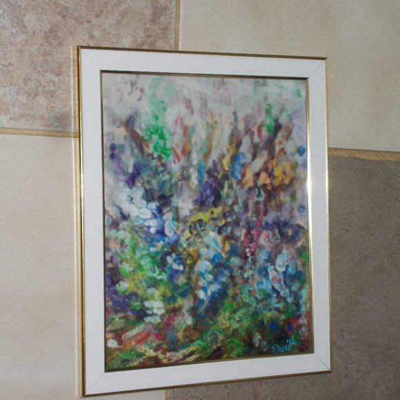 "Field of Bluebonnets" print by Texas Artist Davila, signed & framed - Picture 2 of 3